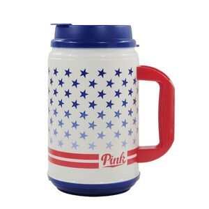Victoria's Secret Americana Red White Blue Stars PINK Hot Cold Chug Mug, Whirley